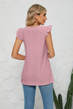 Load image into Gallery viewer, Smocked Round Neck Eyelet Top