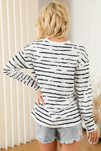 Load image into Gallery viewer, Striped Round Neck Long Sleeve T-Shirt