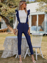 Load image into Gallery viewer, Ruffle Trim Buttoned Overall