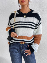 Load image into Gallery viewer, Striped Round Neck Sweater