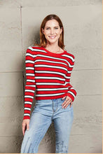 Load image into Gallery viewer, Double Take Striped Round Neck Long Sleeve Top