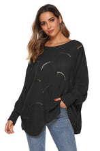 Load image into Gallery viewer, Round Neck Long Sleeve Openwork Sweater