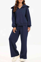 Load image into Gallery viewer, Half Zip Collared Neck Sweatshirt and Pants Set