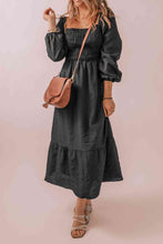 Load image into Gallery viewer, Square Neck Smocked Long Sleeve Dress