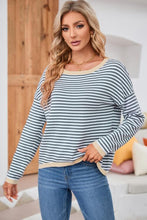 Load image into Gallery viewer, Striped Round Neck Drop Shoulder T-Shirt