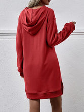 Load image into Gallery viewer, Slit Long Sleeve Hooded Dress with Pocket