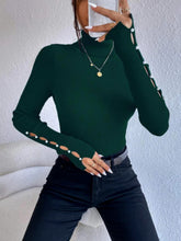 Load image into Gallery viewer, Cutout Turtleneck Rib-Knit Top