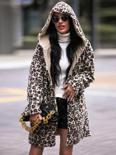 Load image into Gallery viewer, Leopard Print Hooded Teddy Coat