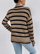 Load image into Gallery viewer, Striped Turtleneck Drop Shoulder Sweater