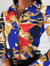 Load image into Gallery viewer, Printed Collared Neck Long Sleeve Shirt