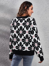 Load image into Gallery viewer, Floral Round Neck Long Sleeve Sweater