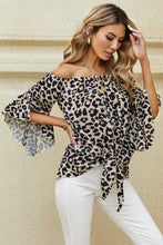 Load image into Gallery viewer, Printed Off-Shoulder Flounce Sleeve Top