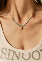 Load image into Gallery viewer, Turquoise Beaded 18K Gold-Plated Sun Shape Pendant Necklace
