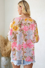 Load image into Gallery viewer, Floral Round Neck Three-Quarter Sleeve Top