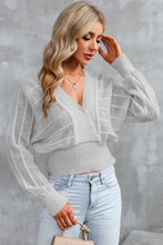 Load image into Gallery viewer, Surplice Neck Lace-Up Sweater