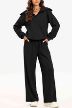 Load image into Gallery viewer, Half Zip Collared Neck Sweatshirt and Pants Set