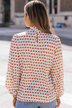 Load image into Gallery viewer, Double Take Printed Tie Neck Long Sleeve Blouse