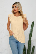 Load image into Gallery viewer, Smocked Round Neck Eyelet Top