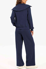 Load image into Gallery viewer, Half Zip Collared Neck Sweatshirt and Pants Set