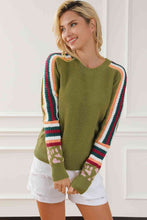 Load image into Gallery viewer, Striped Round Neck Long Sleeve Sweater