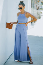 Load image into Gallery viewer, Cropped Tie-Back Cami and Split Pants Set