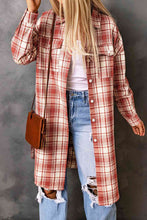 Load image into Gallery viewer, Double Take Plaid Button-Up Longline Shacket with Breast Pockets