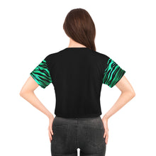 Load image into Gallery viewer, Emerald Green and Black Zebra Print  Crop Tee