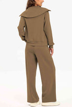 Load image into Gallery viewer, Half Zip Collared Neck Sweatshirt and Pants Set