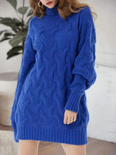 Load image into Gallery viewer, Cable-Knit Turtleneck Sweater Dress