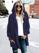 Load image into Gallery viewer, Teddy Hooded Jacket with Pockets