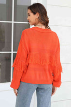 Load image into Gallery viewer, Double Take Fringe Trim Open Front Cardigan