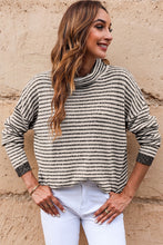 Load image into Gallery viewer, Striped Drop Shoulder Turtleneck Sweater