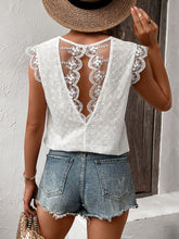 Load image into Gallery viewer, V-Neck Cap Sleeve Spliced Lace Top
