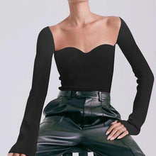 Load image into Gallery viewer, Sweetheart Neck Long Sleeve Knit Top