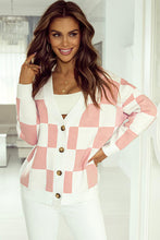 Load image into Gallery viewer, Checkered Button-Up Dropped Shoulder Cardigan