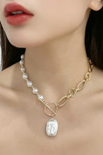 Load image into Gallery viewer, 5-Piece Wholesale Half Pearl Half Chain Toggle Clasp Necklace