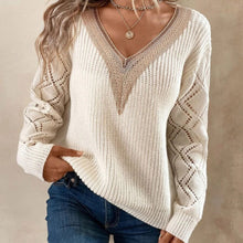 Load image into Gallery viewer, Contrast V-Neck Sweater