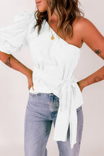 Load image into Gallery viewer, Tied Puff Sleeve One-Shoulder Top