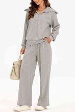 Load image into Gallery viewer, Half Zip Collared Neck Sweatshirt and Pants Set