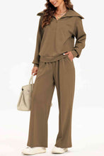 Load image into Gallery viewer, Half Zip Collared Neck Sweatshirt and Pants Set