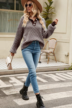 Load image into Gallery viewer, Striped Collared Neck Buttoned Pullover Sweater