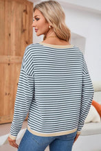 Load image into Gallery viewer, Striped Round Neck Drop Shoulder T-Shirt