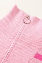 Load image into Gallery viewer, Striped Quarter-Zip Collared Sweater Dress