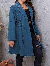 Load image into Gallery viewer, Plus Size Lapel Collar Drawstring Roll-Tab Sleeve Trench Coat