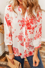 Load image into Gallery viewer, Floral Notched Long Sleeve Blouse