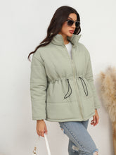 Load image into Gallery viewer, Drawstring Waist Zip-Up Puffer Jacket