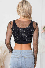 Load image into Gallery viewer, Pearl Long Sleeve Mesh Cropped Top