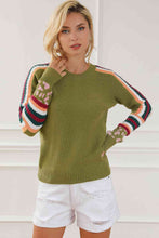 Load image into Gallery viewer, Striped Round Neck Long Sleeve Sweater