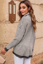 Load image into Gallery viewer, Striped Drop Shoulder Turtleneck Sweater