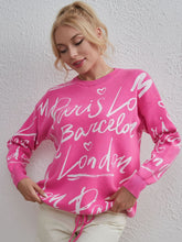 Load image into Gallery viewer, Letter Round Neck Drawstring Sweater